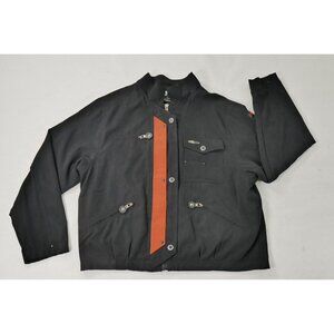 Jamie Sadock Black Lined Golf Full Zip / Snap Front Jacket Orange Trim Wms Med